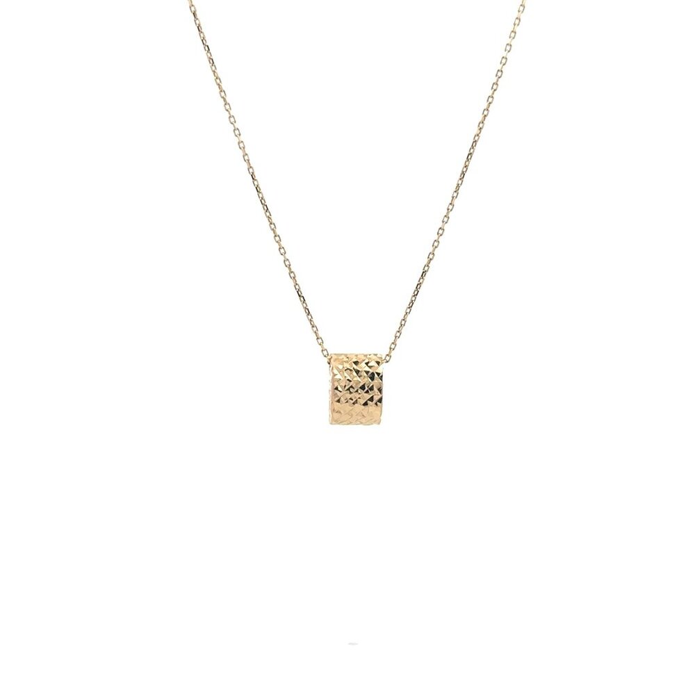 18K Gold Necklace Chain 16.50" with Rectangle Pendant 1.74grams - Picture 1 of 6